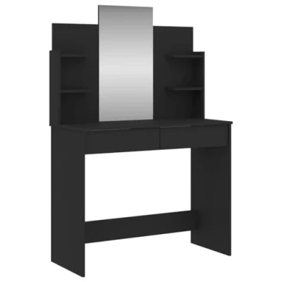 Image de vidaXL Coiffeuse avec miroir noir 96x39x142 cm