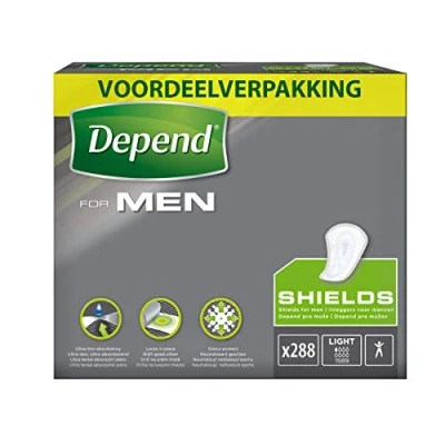 Afbeelding van Depend verband Incontinentie en urineverlies Mannen Shields 288 stuks