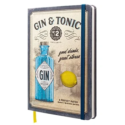 Afbeelding van Nostalgic Art Gin &amp; Tonic Retro notitieboek, drankjes stories, cadeau idee voor cocktailfans bullet journal vintage dot A5 54010