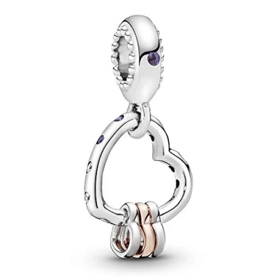 Afbeelding van PANDORA Roze bedelhanger &quot;hart highlights&quot; kristal lila Zirkonia 787247NLCMX, Kristal,