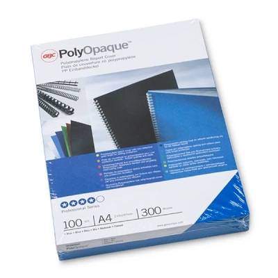 Image de GBC Plats de couverture PolyOpaque, format A4, 0,30 mm, Bleu royal, pqt 100