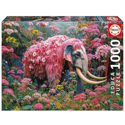 Afbeelding van Educa 1000 stukjes puzzel voor volwassenen Bloemenolifant met lijm Fix puzzel. Afmetingen: 68 x 48 cm. Vanaf 14 jaar (20229)