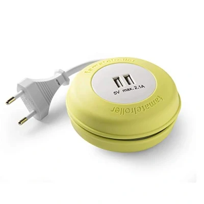 Afbeelding van Famatel 2957 G YoYo voeding, silicone, 2 USB aansluitingen, 2,1 mA, m kabel, groen, 9 x 4 cm