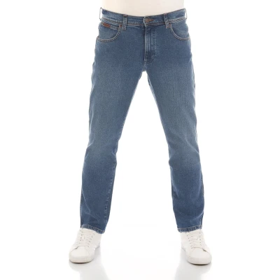 Afbeelding van Wrangler Heren Jeans Broeken Texas slim Stretch Fit Blauw Volwassenen Denim Jeansbroek