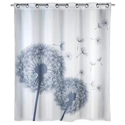 Afbeelding van WENKO Flex Astera Douchegordijn, anti schimmel, antibacterieel, wasbaar, geïntegreerde ringen, polyester, 180 x 200 cm, wit