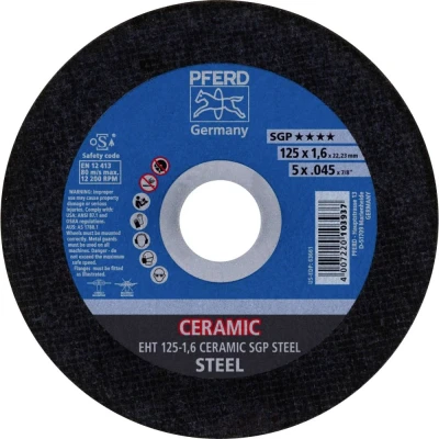 Afbeelding van PFERD EHT 125 1,6 CERAMIC SGP STEEL 61312516 Doorslijpschijf recht mm 25 stuk(s) Staal