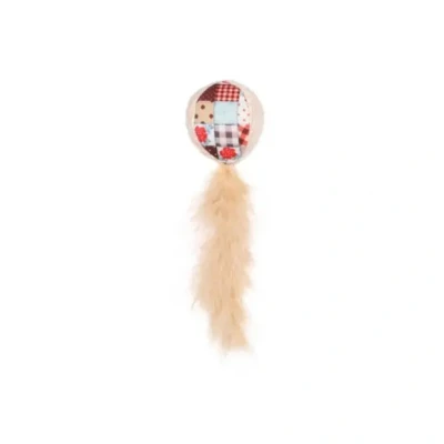 Afbeelding van Flamingo Vinta Bal +veer Kattenspeelgoed Beige