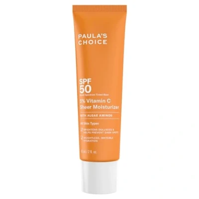Afbeelding van Paula&#039;s Choice 5% vitamine C dagcrèmes SPF 50 zonnecrème hydrateert en verlicht de huid kalmeert tekenen van gevoeligheid met 3 derivaten alle huidtypes 60 ml