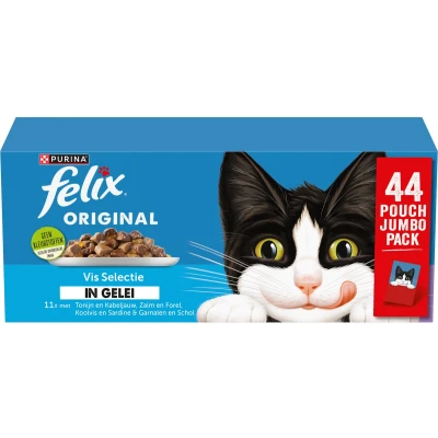 Afbeelding van Felix Original in Gelei Kattenvoer Natvoer Vis Selectie 44 x 85g