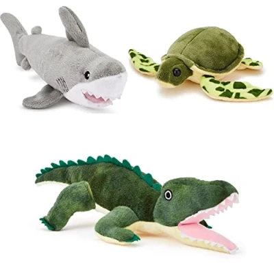 Afbeelding van Zappi Co Zacht en Knuffelig Pluchen Dier voor Kinderen Ideaal Knuffelvriendje Pasgeborenen (12 15 cm) (Krokodil + Schildpad Haai)