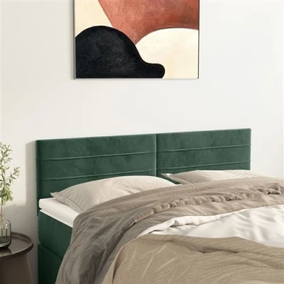 Afbeelding van Hoofdborden 2 st 72x5x78/88 cm fluweel donkergroen