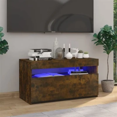 Afbeelding van Tv meubel met LED verlichting 75x35x40 cm gerookt eikenkleurig
