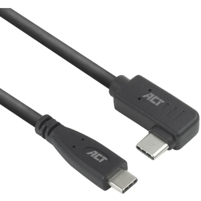 Afbeelding van ACT USB 3.0 10Gbps 60W Type C (recht) naar (haaks links/rechts) kabel, 0,5 meter AC7405
