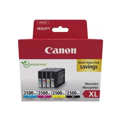 Image de Canon PGI 2500XL BK/C/M/Y Multipack Pack de 4 XL noir, jaune, cyan, magenta original réservoir d&#039;encre pour MAXIFY iB4050, iB4150, MB5150, MB5155, MB5350, MB5450