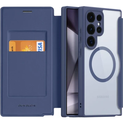 Afbeelding van Dux Ducis Telefoonhoesje geschikt voor Samsung Galaxy S24 Ultra Hoesje Magsafe Magneet Skin X Pro Book Case Series Donker Blauw