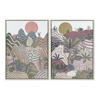 Afbeelding van Schilderij DKD Home Decor 53 x 4,5 73 cm Berg Boho (2 Stuks)
