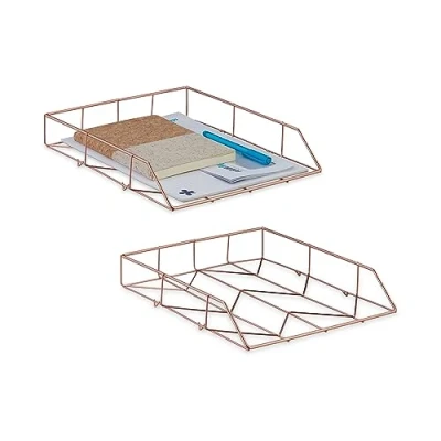 Afbeelding van Relaxdays Set van 2 brievenbakken metaal 5,5 x 26 31,5 cm roségoud