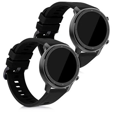 Afbeelding van kwmobile 2x horlogebandjes geschikt voor Huami Amazfit GTR (47mm) / 2 2e GTR3 3 Pro bandje Smartwatch bandjes van TPU Activity tracker horloge band in mat zwart