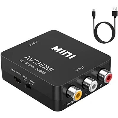 Afbeelding van RCA naar HDMI Converter, 1080P Mini Composiet CVBS AV adapter, ondersteuning PAL/NTSC met kabel, Video Audio Converters voor TV/Laptop/PC/PS3/PS2/Wii/Blue Ray/Xbox/VCR/DVD