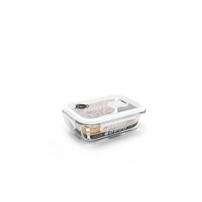 Afbeelding van Pebbly Rectangular Glass Food Storage Container 650 Ml