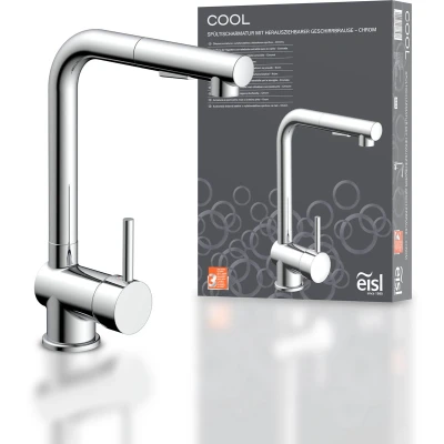 Afbeelding van Keukenmengkraan COOL met uittrekbare uitloop chroomkleurig