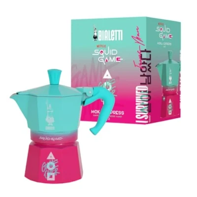 Afbeelding van Bialetti Moka Express Squid Game© 3 kopjes, verbrandingsbescherming, niet geschikt voor inductie, 130 ml, aluminium