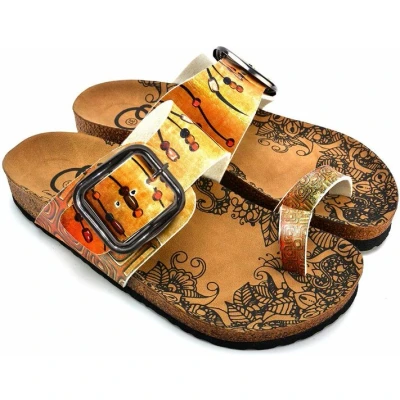 Afbeelding van GOBY Orange Pattern Slipper Handgemaakt Premium Kwaliteit Maat 37