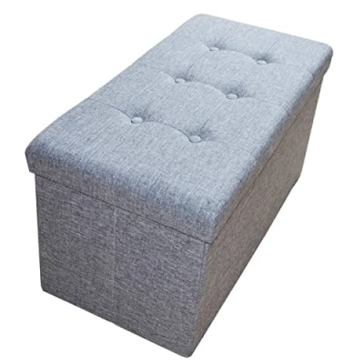 Afbeelding van Style home 2676 18 Opvouwbare opbergbank met opbergruimte, belastbaar tot 300 kg, linnen, 76 x 38 cm, grijs