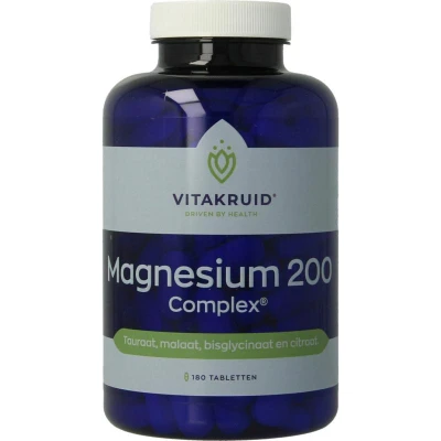 Afbeelding van Vitakruid Magnesium 200 Complex Tauraat Malaat Bisglycinaat 180
