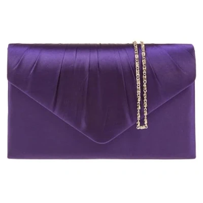 Afbeelding van A2ZUKFASHION Geplooide satijnen clutch voor dames met ketting bruiloft, avondfeest, eindejaarsbal, Paars.