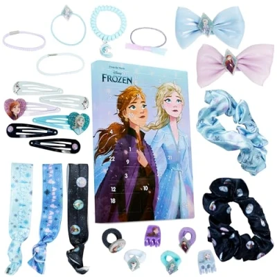 Afbeelding van Disney Frozen Adventskalender 2024, haaraccessoires voor meisjes, cadeau meisjes