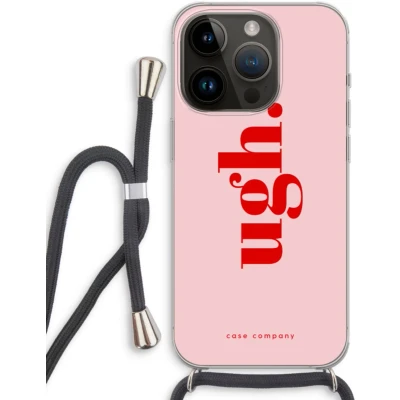 Afbeelding van Case Company® hoesje met Koord geschikt voor iPhone 14 Pro Ugh Telefoonhoesje Zwart Extra Bescherming aan alle Kanten en Over de Schermrand