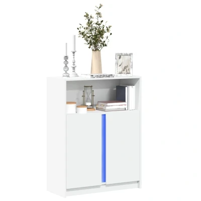 Afbeelding van Dressoir met LED 77x34x100 cm bewerkt hout wit