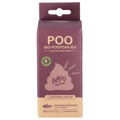 Afbeelding van Adori Poo Bio Poepzakjes Hondenpoepzakjes 22x32 cm 8x15 Zakjes Lavendelgeur