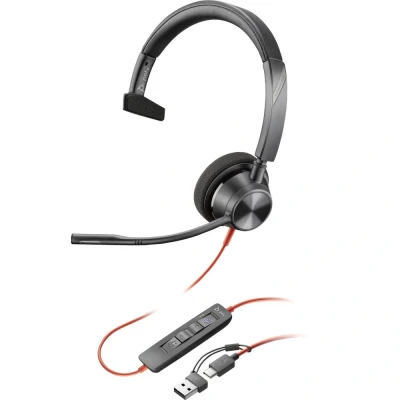 Afbeelding van HP Poly Blackwire C3310 On Ear headset Computer Kabel Mono Zwart Ruisonderdrukking (microfoon), Noise Cancelling Headset, Volumeregeling, Microfoon