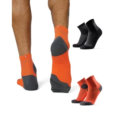 Afbeelding van DANISH ENDURANCE 2 paar lichtgewicht gevoerde hardloopsokken voor dames en heren, Veelkleurig (1 x zwart, 1 oranje)