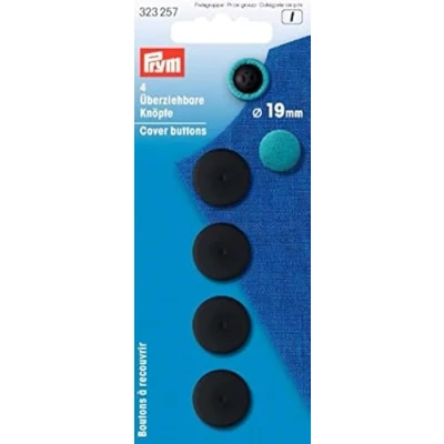 Afbeelding van Prym Knopen van zwart kunststof, 19 mm, 14 x 6 1 cm, 4 stuks