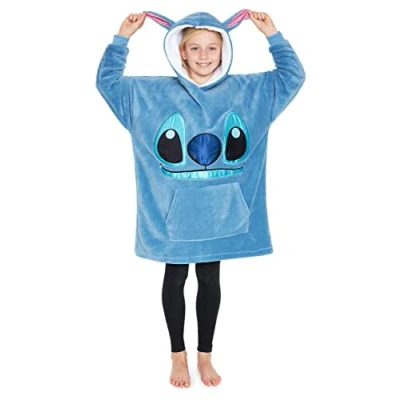 Afbeelding van Disney Hoodie voor kinderen, oversized, plaid, jongeren, Stitch, Mickey Minnie, Blauw