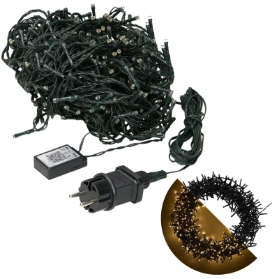 Afbeelding van Cheqo® Kerstboomverlichting Clusterverlichting Kerstlampjes LED Verlichting Kerstverlichting voor Binnen en Buiten 400 8 Meter Extra Warm Wit