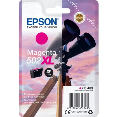 Afbeelding van Epson 502XL (C13T02W34010) Inktcartridge Magenta Hoge capaciteit