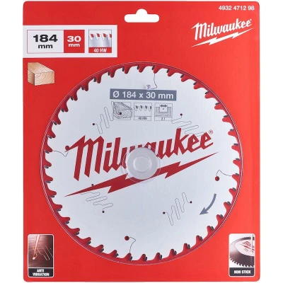 Afbeelding van MILWAUKEE 4932471298 cirkelzaagblad P W 184 x 30 2.1 mm, 40ATB