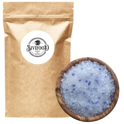 Image de SIVIFOOD sel bleu 600g Cristaux naturels rares gemme non raffiné pour moulin, cuisine gourmet, barbecue, plats orientaux saphire marin
