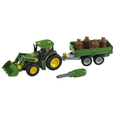 Afbeelding van John Deere Constructietrekker Met Voorlader En Aanhanger