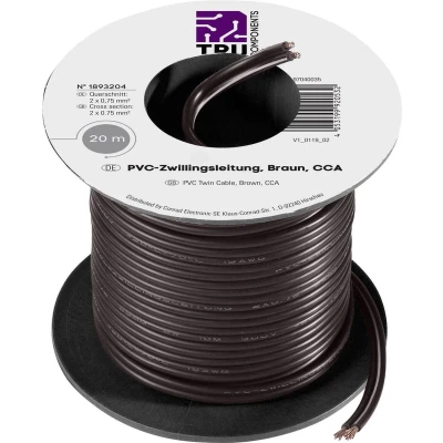 Afbeelding van TRU COMPONENTS 1566632 Draad 2 x 0.75 mm² Wit 20 m