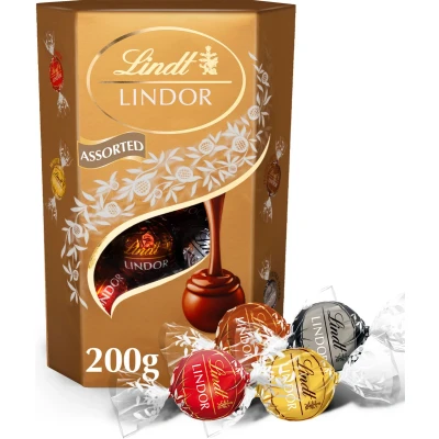 Afbeelding van Lindt LINDOR Gemengde chocolade bonbons 200 gram Melk, Wit, Puur en Hazelnoot 16