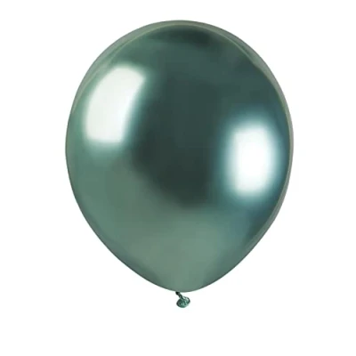 Image de Lot de 100 ballons métalliques en latex naturel qualité supérieure A50 (Ø 13 cm / 5 &quot;), vert métallisé