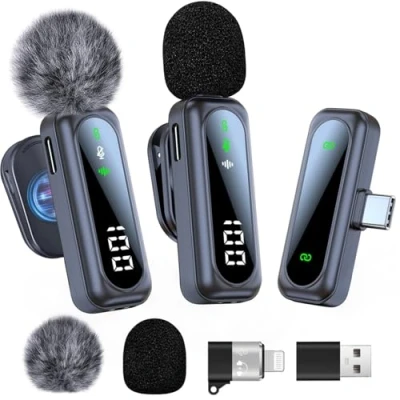 Afbeelding van Micro Cravate avec Réduction du Bruit, sans Fil pour iPhone/iPad/Téléphone Android/Ordinateur, MicroTelephone Portable Enregistrement Vidéo,Vlogging,Tiktok,Youtube(2 Mics)