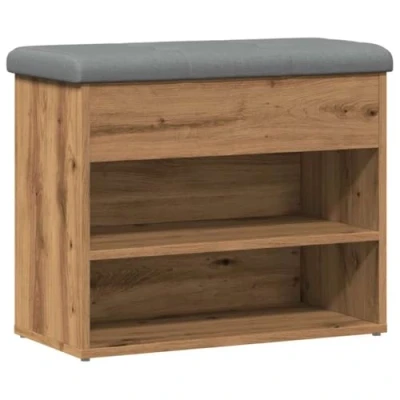 Afbeelding van vidaXL Schoenenbank 62x32x50 cm bewerkt hout artisanaal eikenkleur