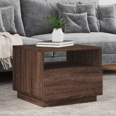 Afbeelding van Salontafel met LED verlichting 50x49x40 cm bruineikenkleurig