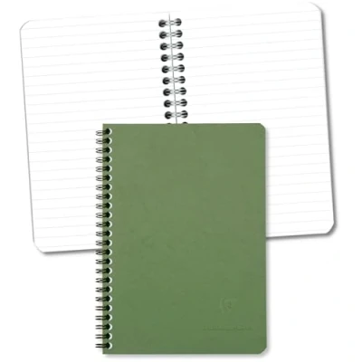 Afbeelding van Clairefontaine 785363C Collection Age Bag Notitieboek, spiraalbinding, groen, A5, 14,8 x 21 cm, 100 pagina&#039;s, gelinieerd, wit papier, 90 g, glanzend, ledernerf